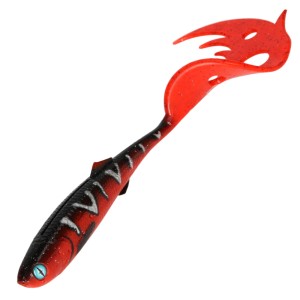 Przynęta Mikado Sicario Pike Tail 10.5cm Red Tiger – jaskrawa guma na szczupaka i sandacza