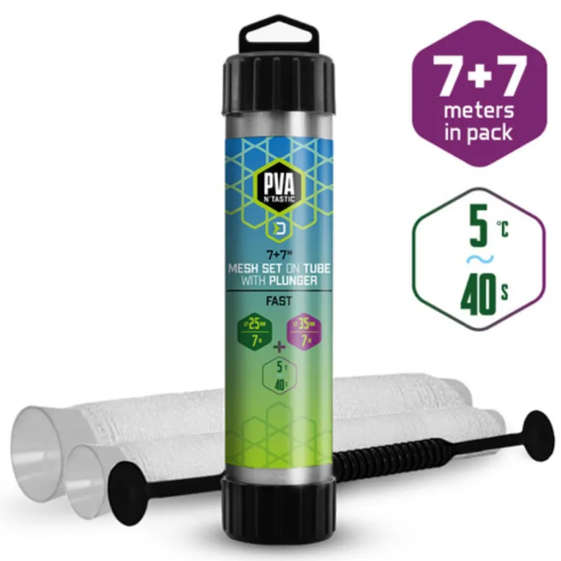 Siatka Delphin PVA 2x7m 35mm + 25mm Tuba + Ubijak – zestaw 2w1 dla karpiarzy i feederowców