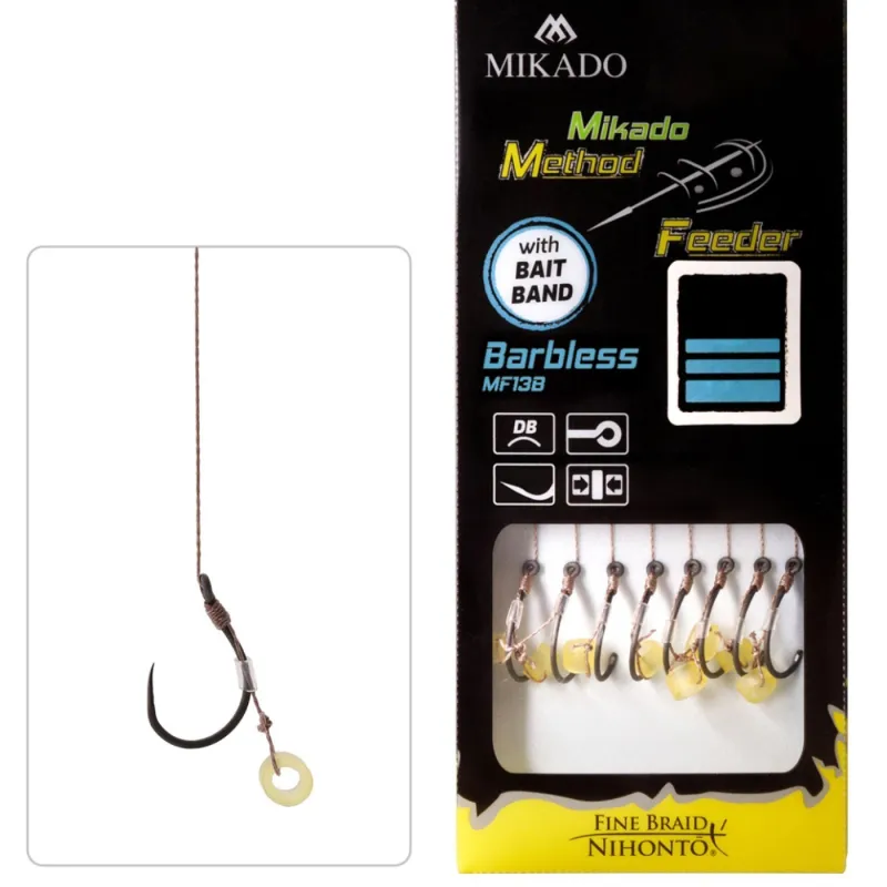 Przypony MF Mikado Method Feeder 8 z Gumką – plecionka 0,14 mm HMFB213G