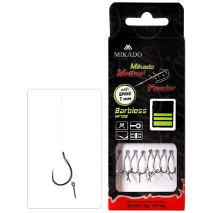 Przypony Mikado Method Feeder 12 z igłą – żyłka 0,18 mm, haki MF13 Barbless, długość 10 cm