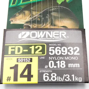 Przypon Method Feeder gumka nr 14 żyłka 0,18 Owner