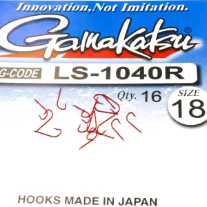 Haczyki Gamakatsu LS-1040 N/L r.18 16szt RED