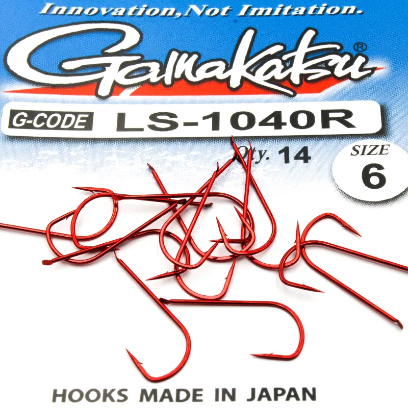 Haczyki Gamakatsu LS-1040 N/L r.6 14szt RED