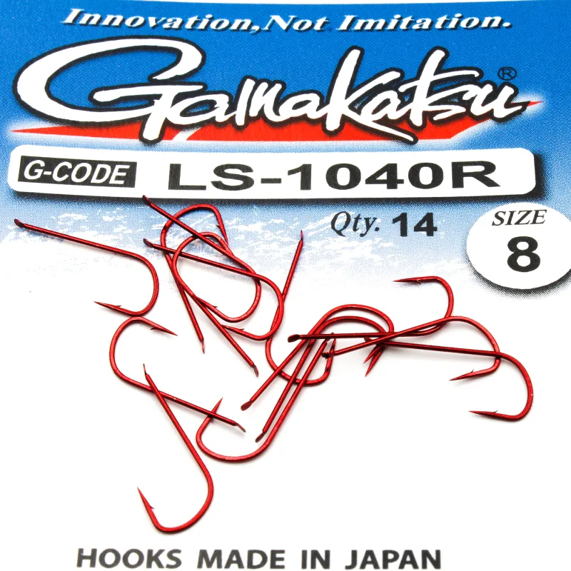 Haczyki Gamakatsu LS-1040 N/L r.8 14szt RED