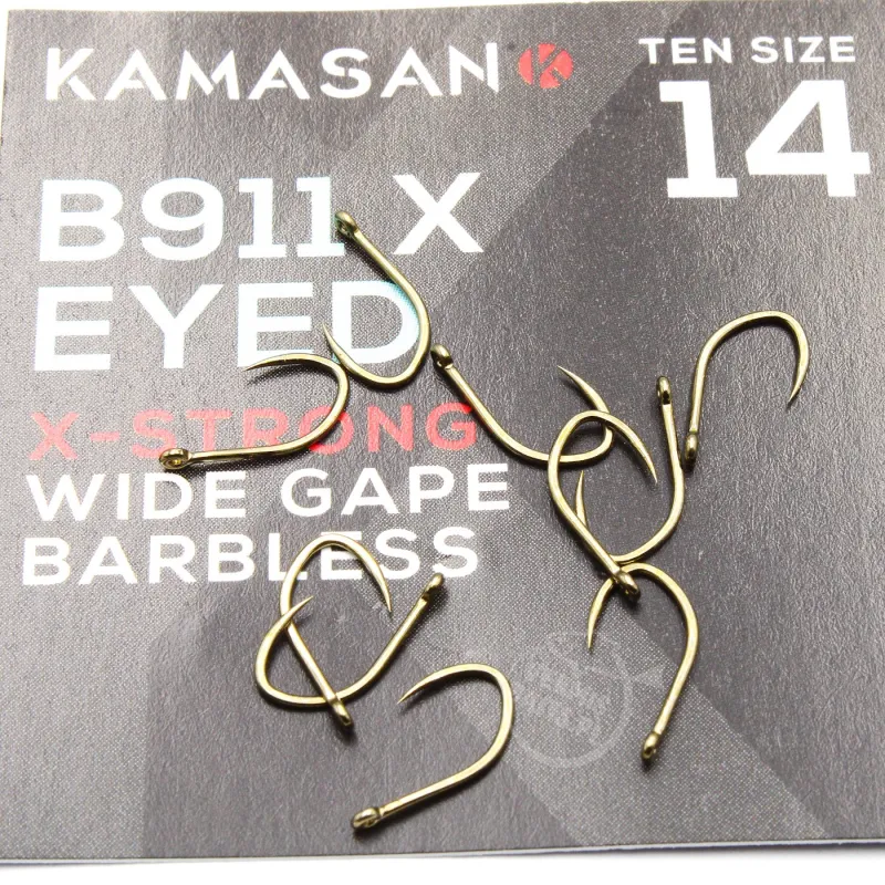 Haczyki Kamasan B911 X-Strong Barbless Eyed roz. 14 – method feeder, 10 szt.