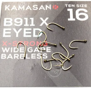 Haczyki Kamasan B911 X-Strong Barbless Eyed roz. 16 – method feeder, 10 szt.