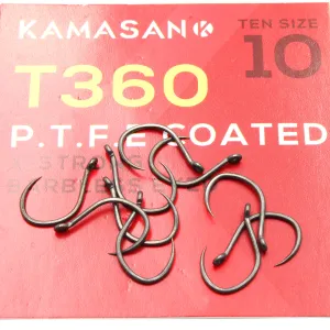 Haczyki Kamasan T360 Eyed X-Strong PTFE roz. 10 – do włosa, 10 szt.