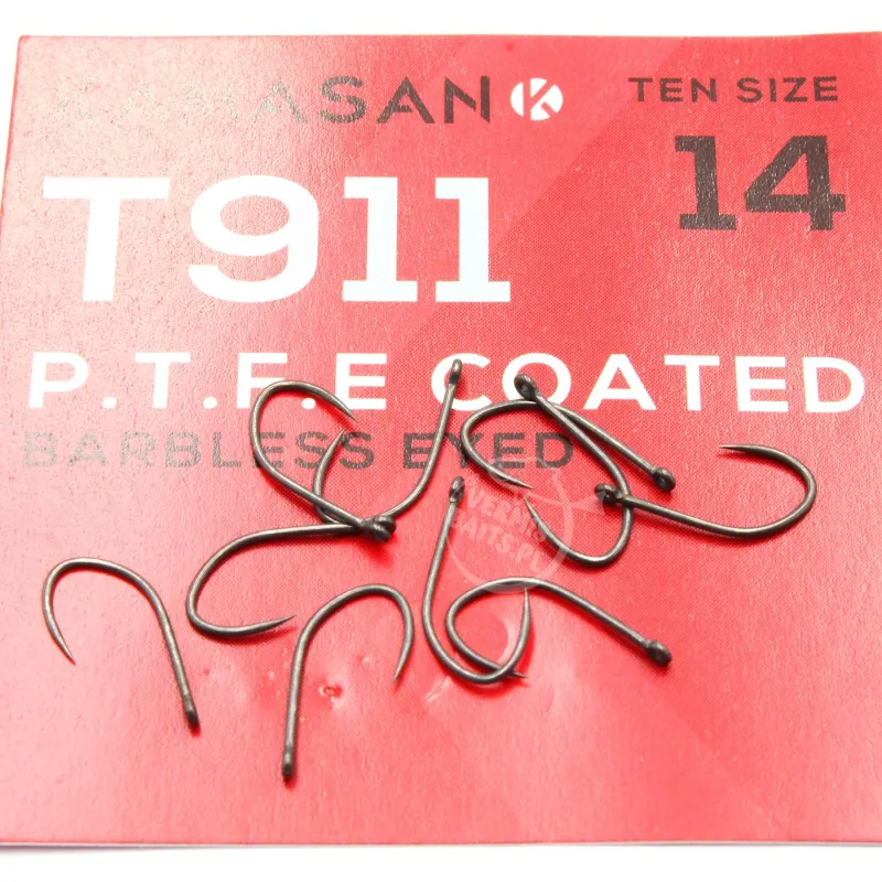 Haczyki Kamasan T911 PTFE roz. 14 – bezzadziorowe, uniwersalne, 10 szt.