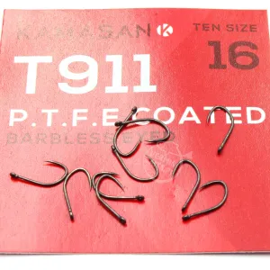 Haczyki Kamasan T911 PTFE roz. 16 – bezzadziorowe, uniwersalne, 10 szt.