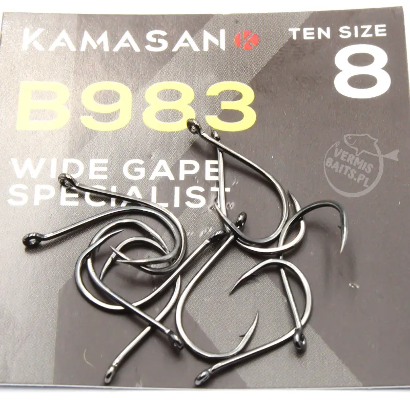 Haczyki Kamasan B983 Barbed Eyed roz. 8 – mocne, kute, 10 szt.