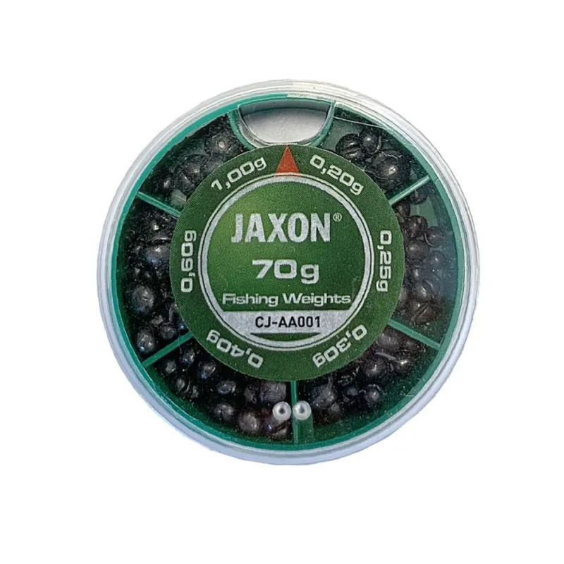 Ciężarki wędkarskie Jaxon 70g ST CJ-AA001 – zestaw drobnych śrucin w pojemniku