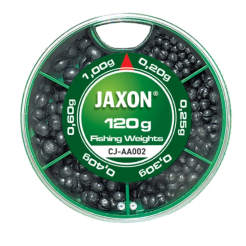 Ciężarki wędkarskie Jaxon 120g ST CJ-AA002 – zestaw śrucin w obrotowym pudełku