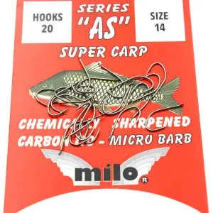 Haczyki Milo AS Carbone 110 Nr 14 – uniwersalne i ostre haczyki karpiowe