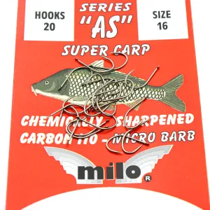 Haczyki Milo AS Carbone 110 Nr 16 – ostre i trwałe haczyki do karpia i leszcza