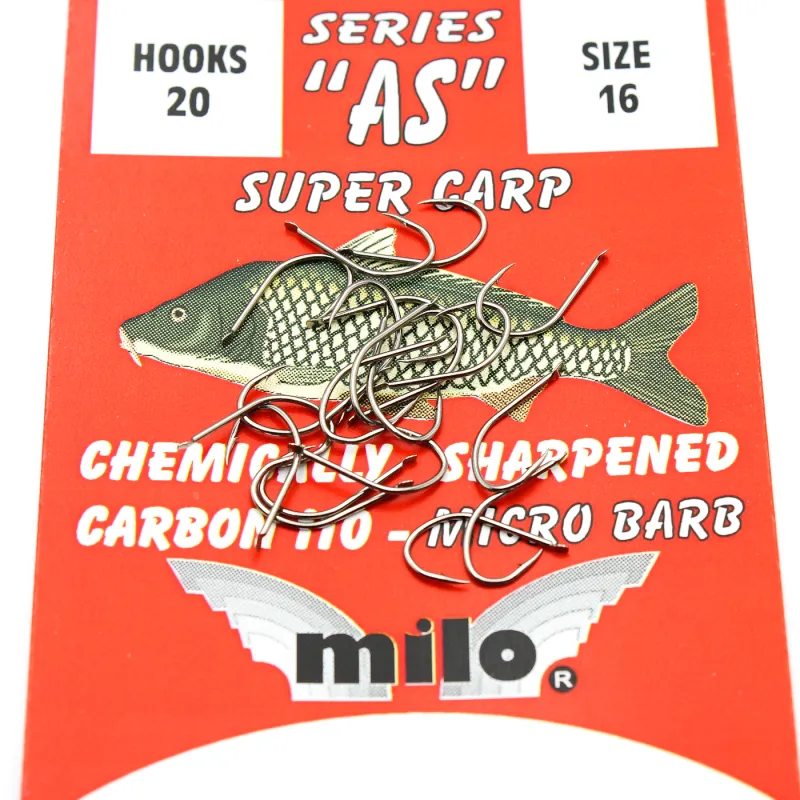 Haczyki Milo AS Carbone 110 Nr 16 – ostre i trwałe haczyki do karpia i leszcza