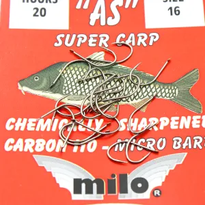 Haczyki Milo AS Carbone 110 Nr 16 – ostre i trwałe haczyki do karpia i leszcza
