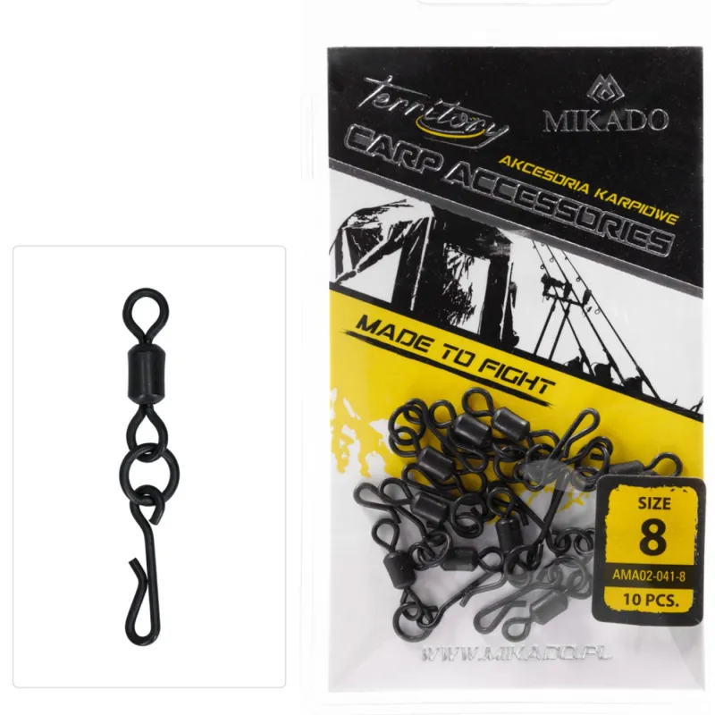 Krętlik karpiowy z agrafką szybkiej wymiany nr 8 – szybki montaż i niezawodność