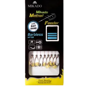 Przypony MF Mikado Method Feeder 10 z Gumką – bezzadziorowe haki MF13, plecionka 0,12 mm