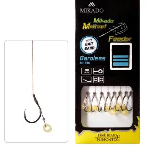 Przypony MF Mikado Method Feeder 6 z Gumką – bezzadziorowe haki MF13, plecionka 0,16 mm