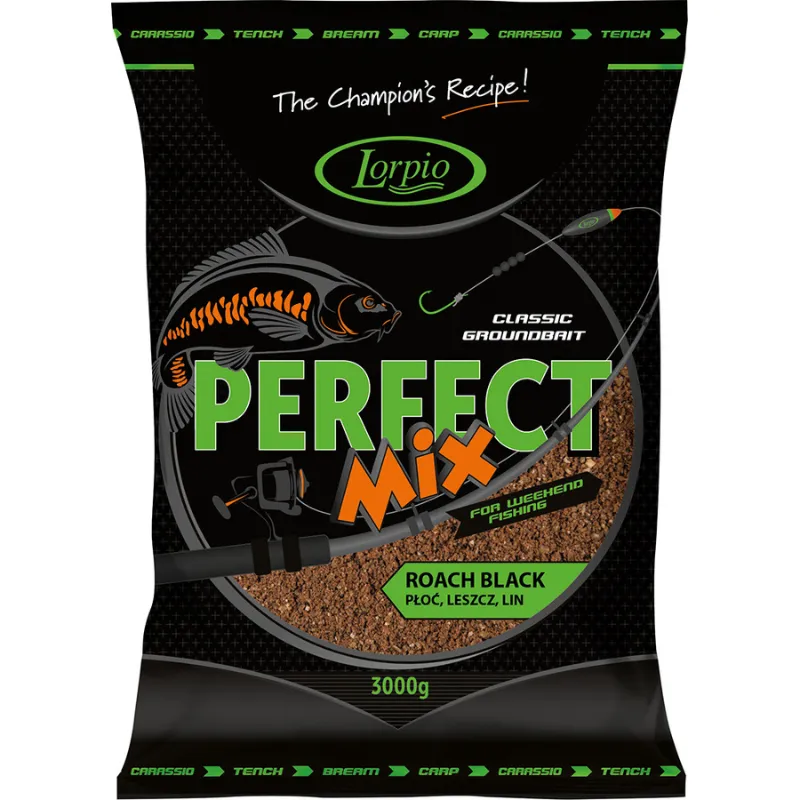 Lorpio Perfect Mix Roach Black 3kg – czarna zanęta na płocie i wzdręgi