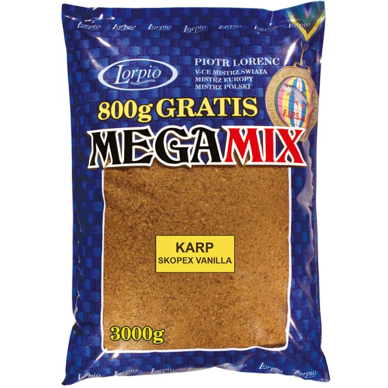 Zanęta Lorpio Mega Mix Karp Scopex-Vanilla 3 kg – skuteczna mieszanka na karpia i leszcza