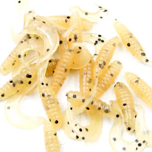 Twister Mann’s YPS 3 cm – żółto-perłowa guma z brokatem na okonie i pstrągi