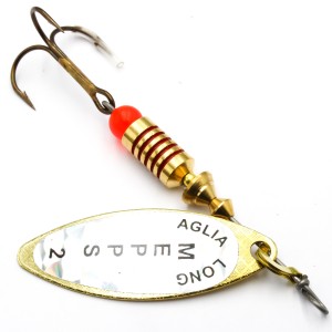 Mepps Aglia Long Rainbo złota 2 – błystka na okonia, klenia i pstrąga