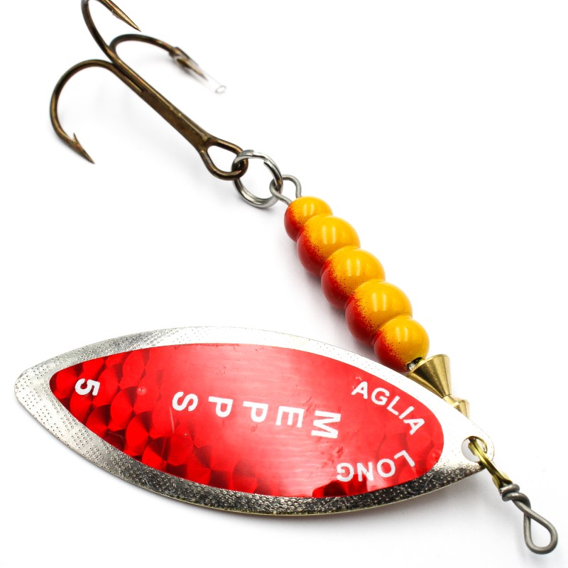 Mepps Aglia Long Redbo srebrna 5 – błystka na szczupaka, sandacza i troć