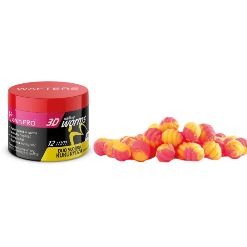 MatchPro 3D Worms Wafters Duo SweetCorn 12mm – kukurydza