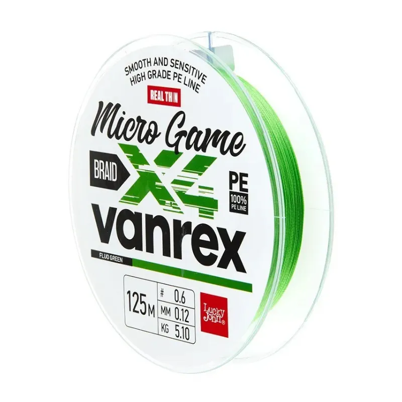 Plecionka Lucky John Vanrex 4x MICRO GAME 0.08 mm 125 m Fluo Green