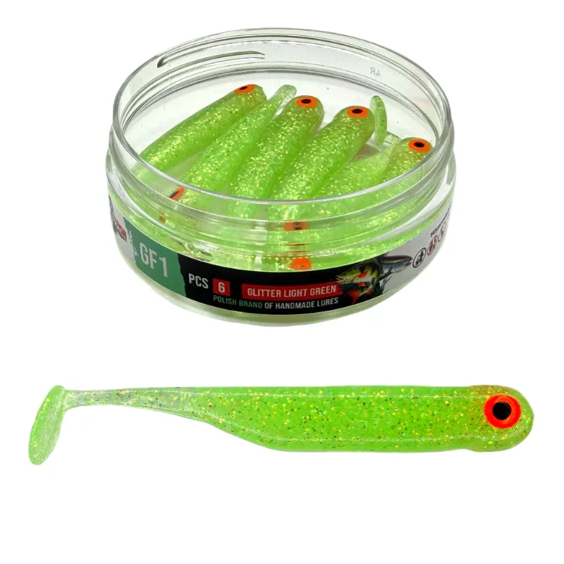 Great Fish GF1 7 cm Glitter Light Green – guma 6 szt.