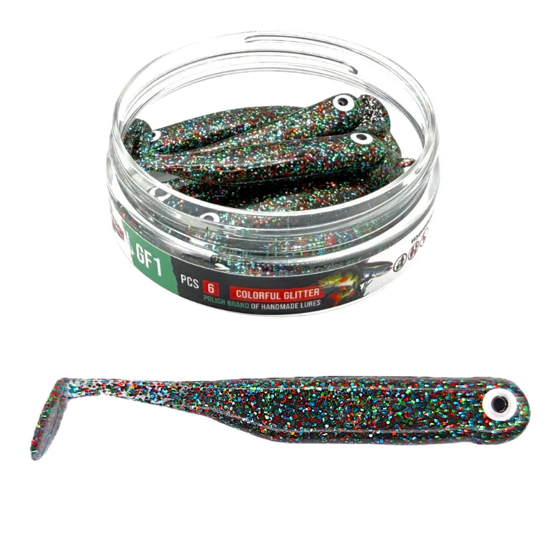 Great Fish GF1 7 cm 2,5 g Colorful Glitter – guma spinningowa 6 szt.