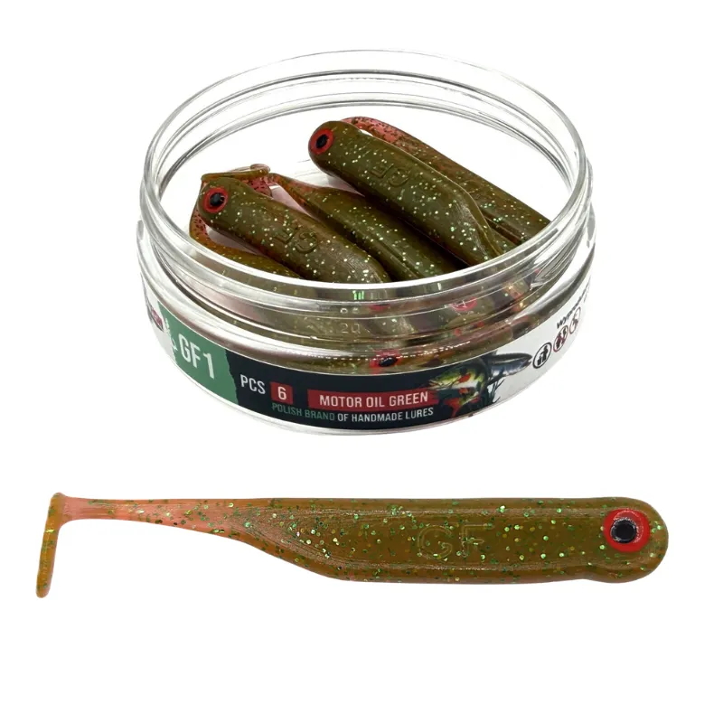 Great Fish GF1 7 cm 2,5 g Motor Oil Green – guma spinningowa 6 szt.