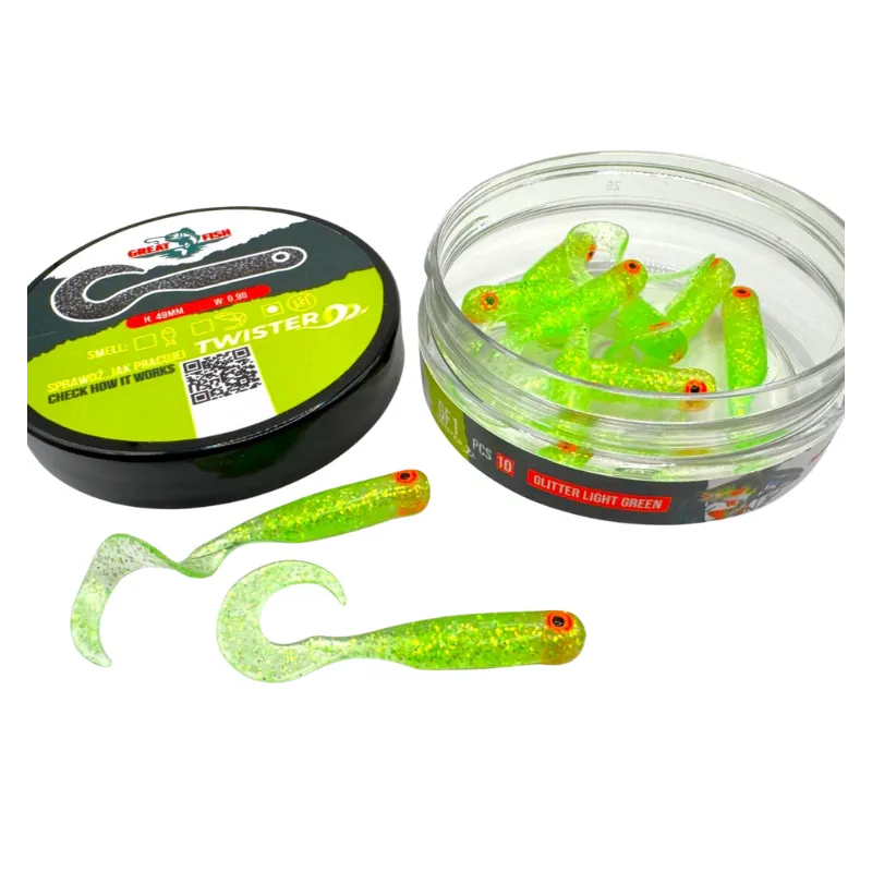 Great Fish GF1 Twister 49 mm Glitter Light Green – guma