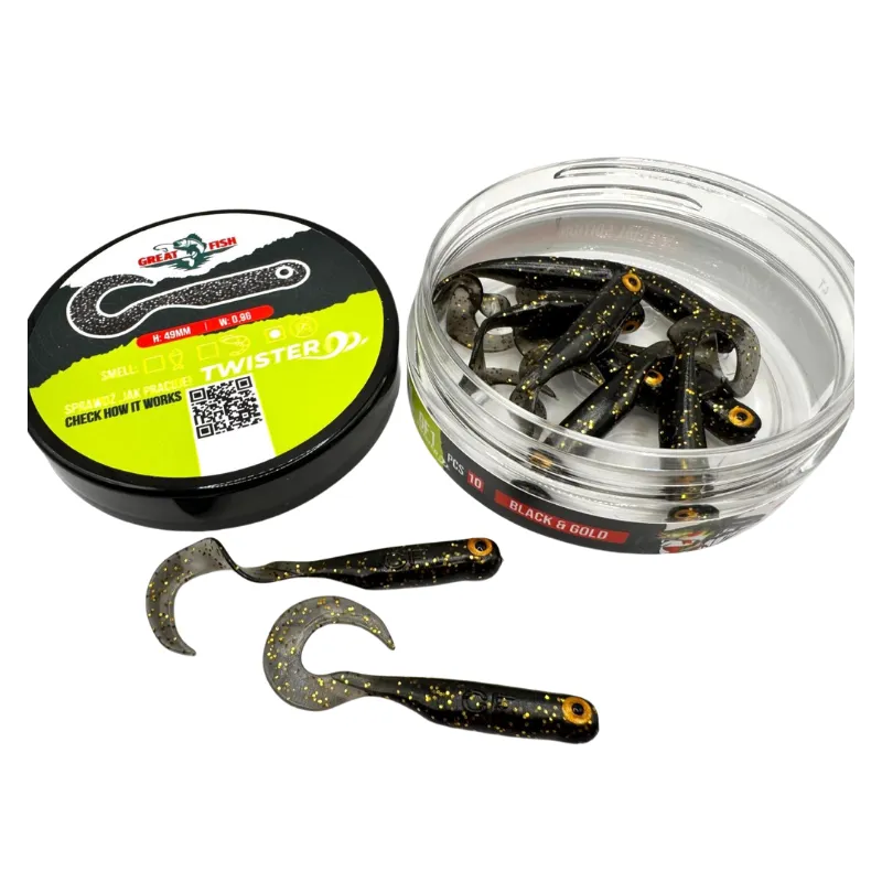 Great Fish GF1 Twister 49 mm Black&Gold – guma spinningowa