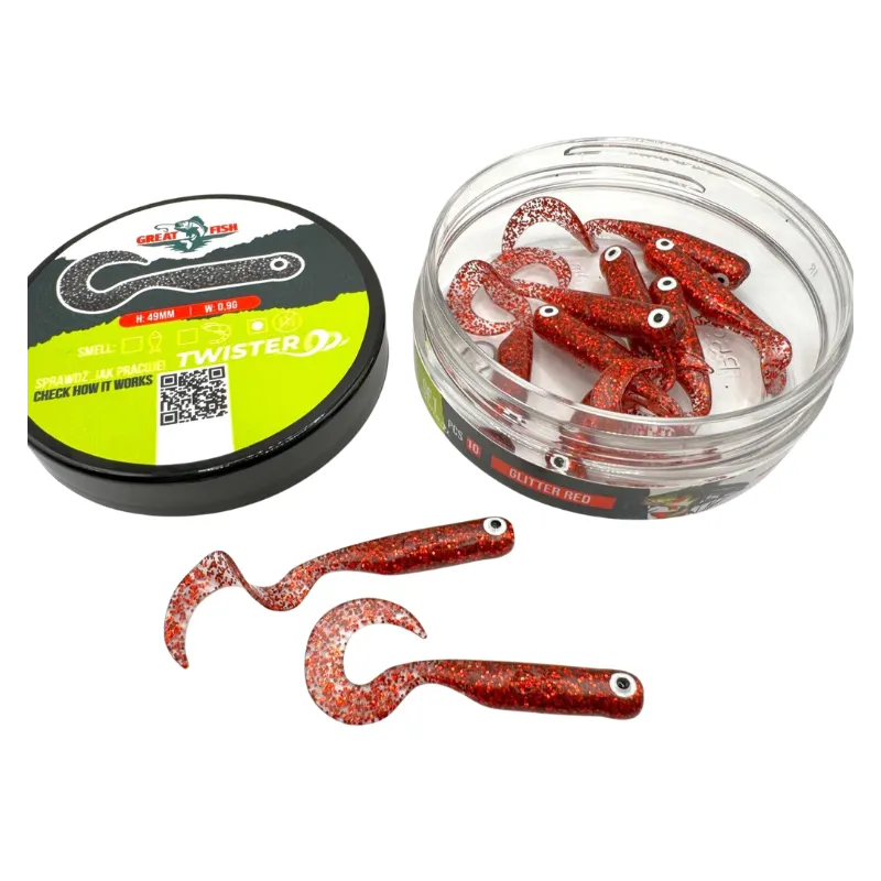 Great Fish GF1 Twister 49 mm Glitter Red – guma spinningowa