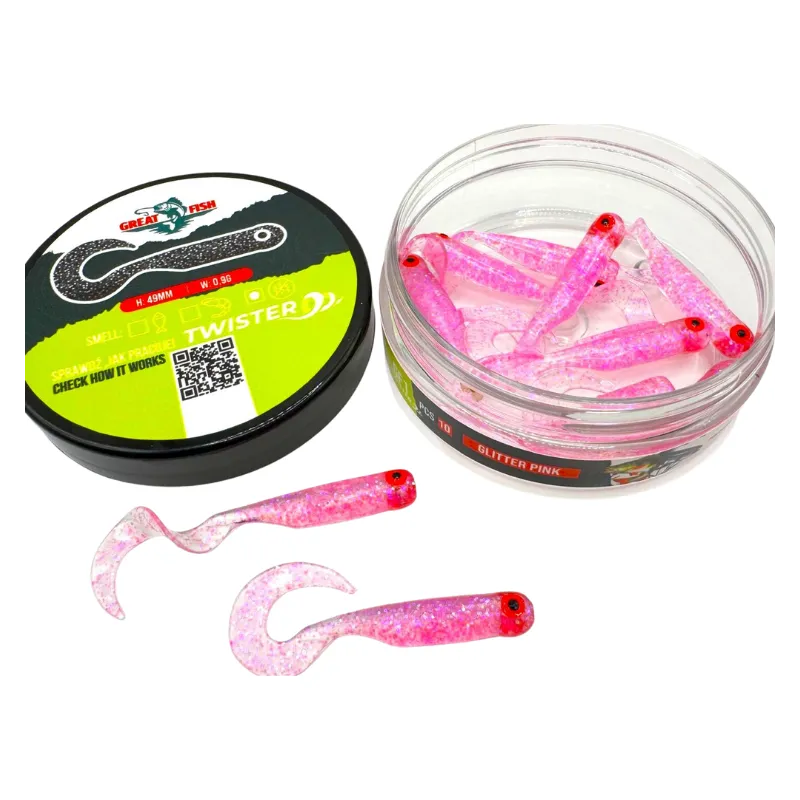 Great Fish GF1 Twister 49 mm Glitter Pink – guma spinningowa