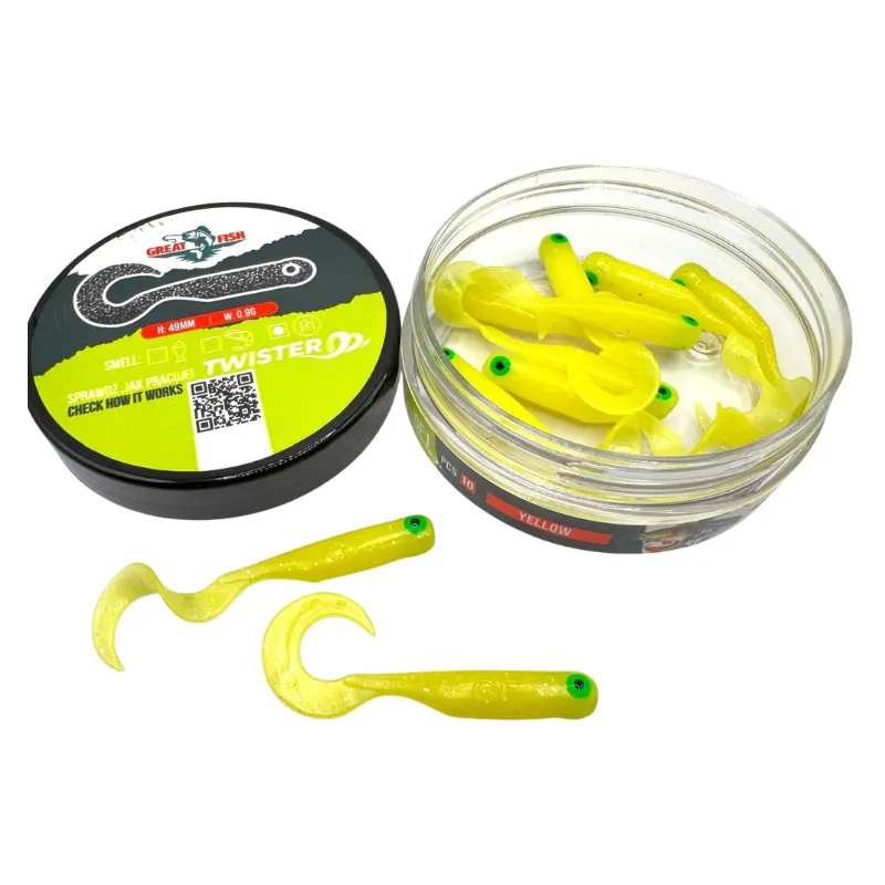 Great Fish GF1 Twister 49 mm Yellow – guma spinningowa na drapieżniki
