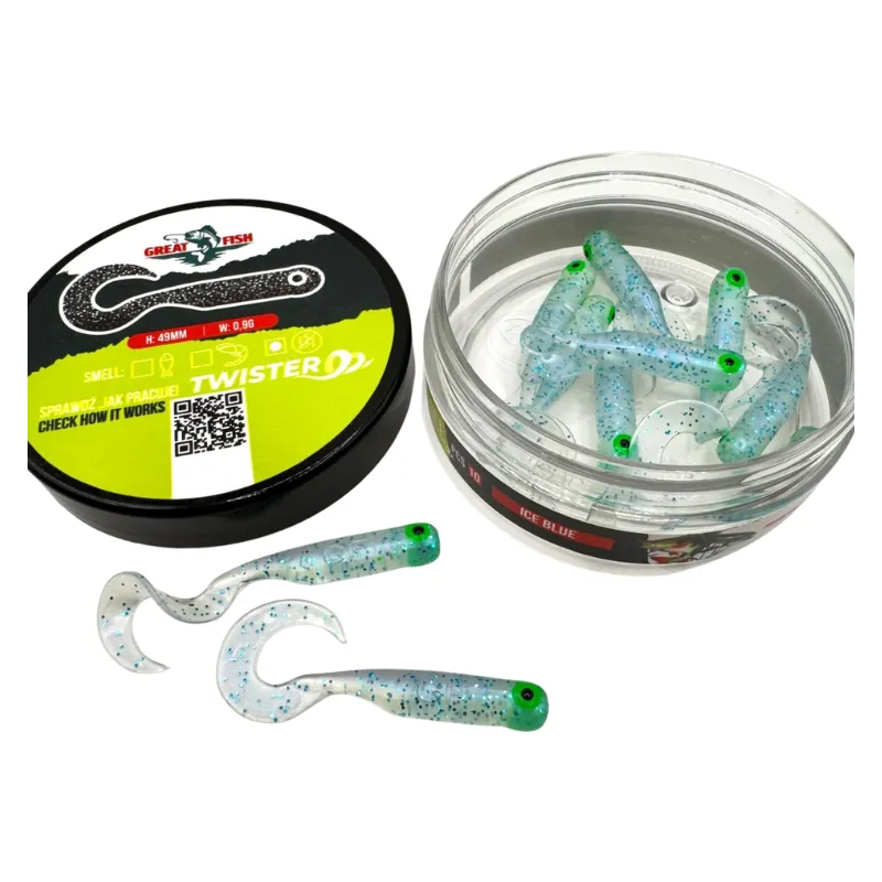 Great Fish GF1 Twister 49 mm Ice Blue – guma spinningowa DZIEJSIOK KOOPERACJA