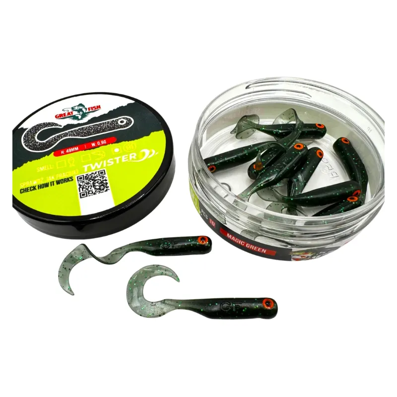 Great Fish GF1 Twister 49 mm Magic Green – guma spinningowa na okonie i sandacze
