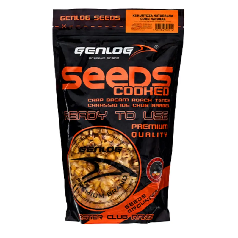 Ziarna zanętowe Genlog ZiarnoMix Kukurydza–Konopie 1 kg | Cooked Seeds