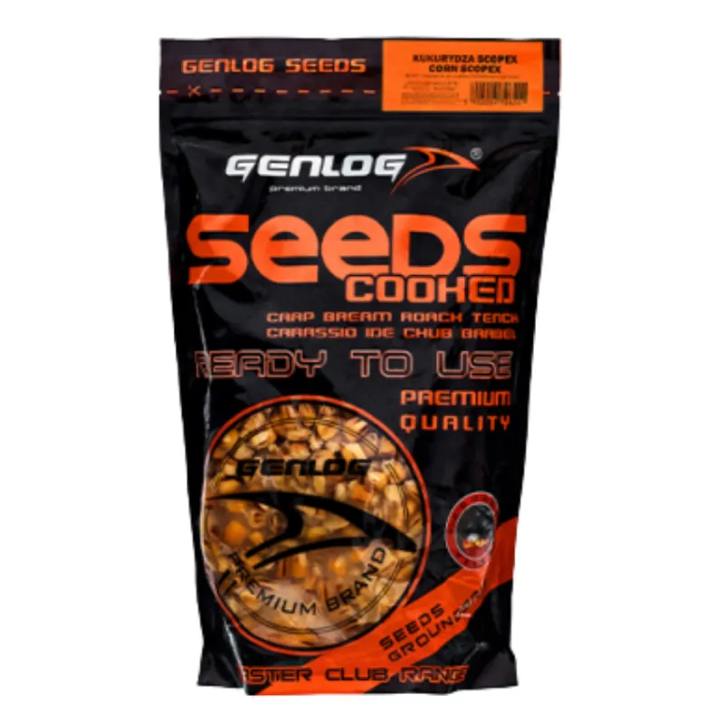 Ziarna zanętowe Genlog Kukurydza Scopex 1 kg Cooked Seeds