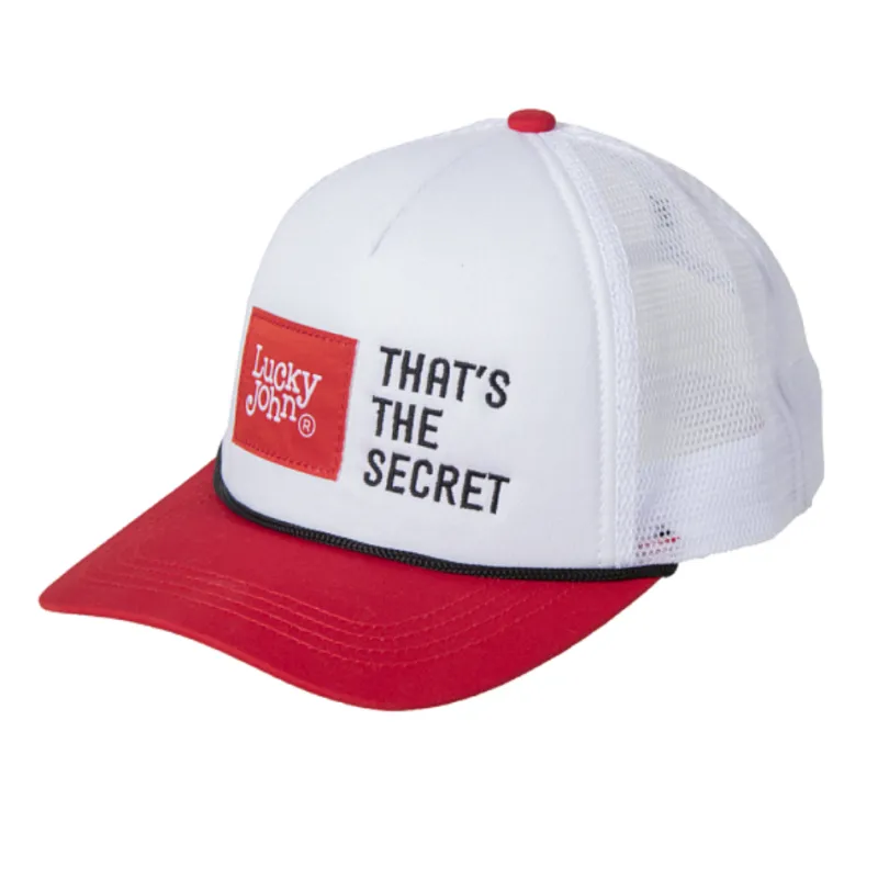 Czapka z daszkiem Lucky John Cap White/Red dla wędkarza