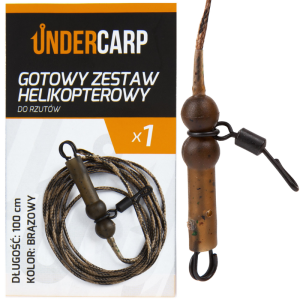 Zestaw karpiowy helikopterowy do rzutów 100 cm brązowy – leadcore 45 lb