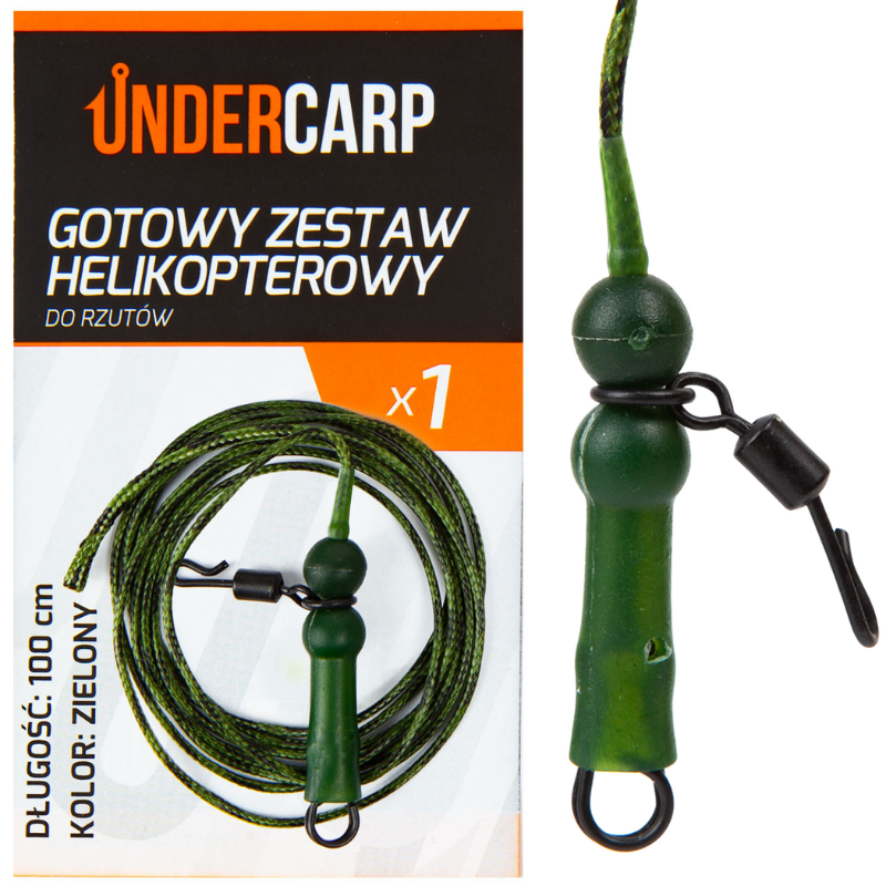 Zestaw karpiowy helikopterowy do rzutów 100 cm zielony – leadcore 45 lb