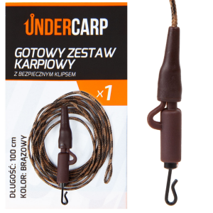 Zestaw karpiowy z bezpiecznym klipsem 100 cm brązowy – leadcore 45 lb