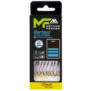 Przypon Mikado Method Feeder z Gumką Hak 10 Plecionka 0.12mm – 8 sztuk