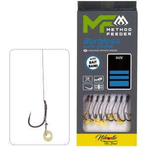 Przypon Mikado Method Feeder z Gumką bez Zadziora Hak 8 Plecionka 0.12mm – 8 sztuk