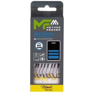 Przypon Mikado Method Feeder z Gumką bez Zadziora Hak 8 Plecionka 0.12mm – 8 sztuk