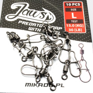 Agrafka z Krętlikiem Mikado Jaws Predator Snap L – siła i precyzja dla drapieżników
